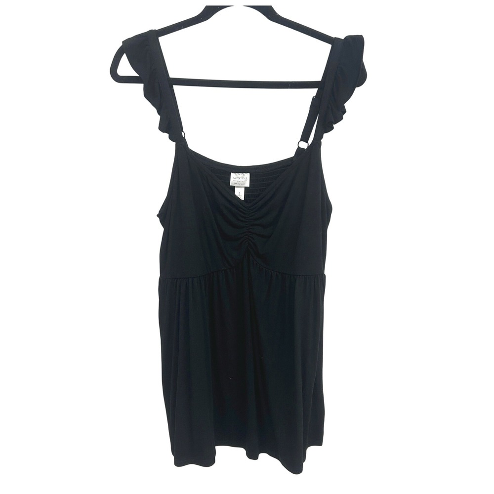 Torrid Babydoll Tank Top 2X Black Ruffle Strap Sweetheart Y2K Dark Romantic